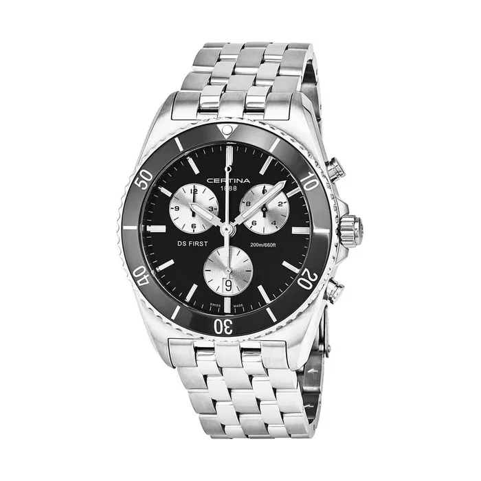 Bracelets Certina Mens Chronograph Watch DS First Black Dial Bracelet C0144171105101 Certina