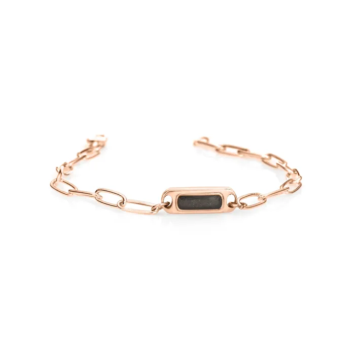 Bracelets Chain Link Cremation Bracelet in 14K Rose Gold closebymejewelry