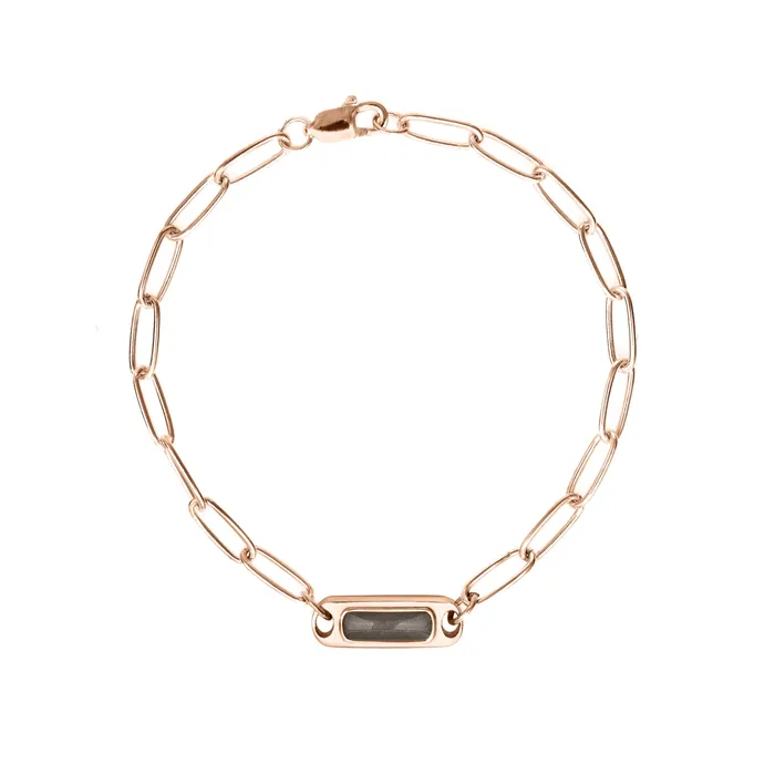 Bracelets Chain Link Cremation Bracelet in 14K Rose Gold closebymejewelry
