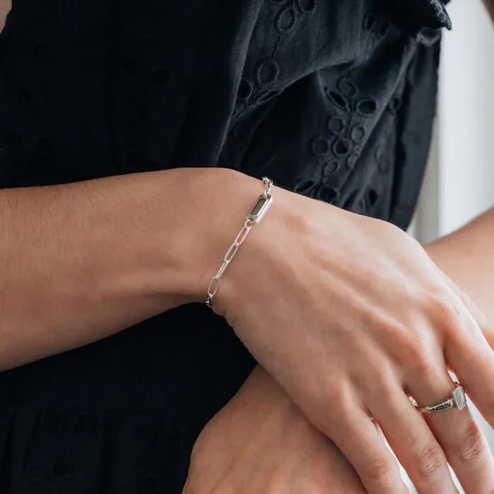 Bracelets Chain Link Cremation Bracelet in 14K Rose Gold closebymejewelry