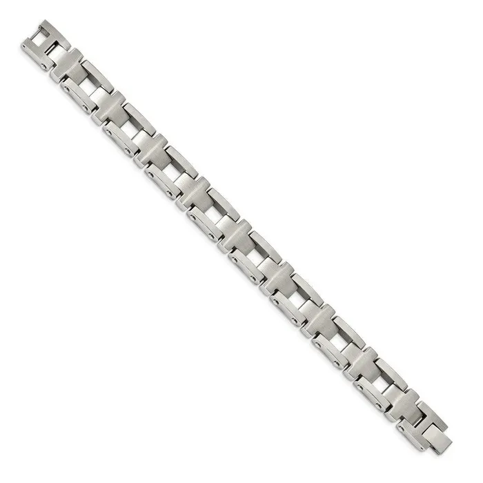 Bracelets Chisel Stainless Steel Brushed and Polished Cross 85in Link Bracelet