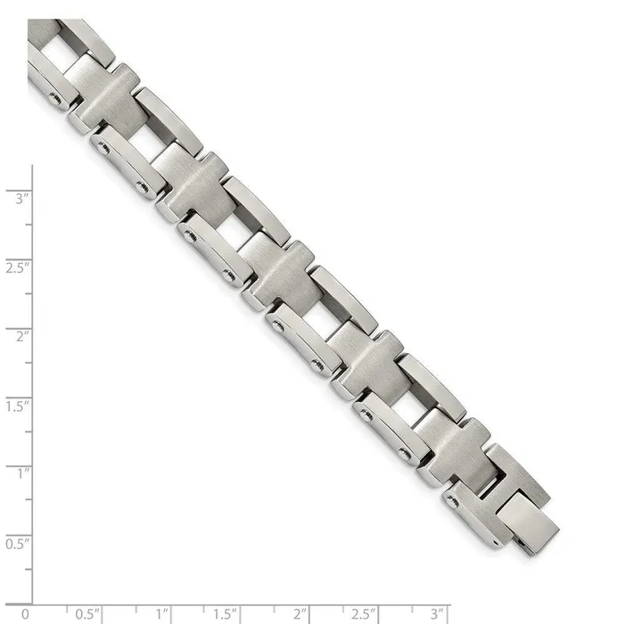 Bracelets Chisel Stainless Steel Brushed and Polished Cross 85in Link Bracelet