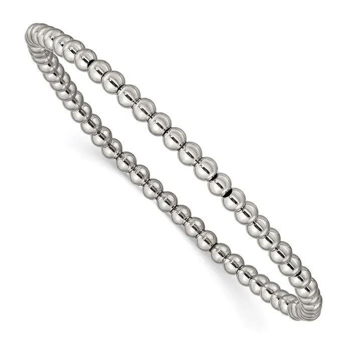 Bracelets Chisel Stainless Steel Polished Beaded Stretch Bracelet