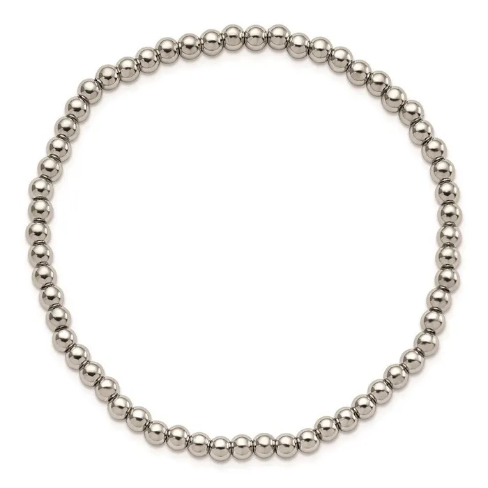 Bracelets Chisel Stainless Steel Polished Beaded Stretch Bracelet