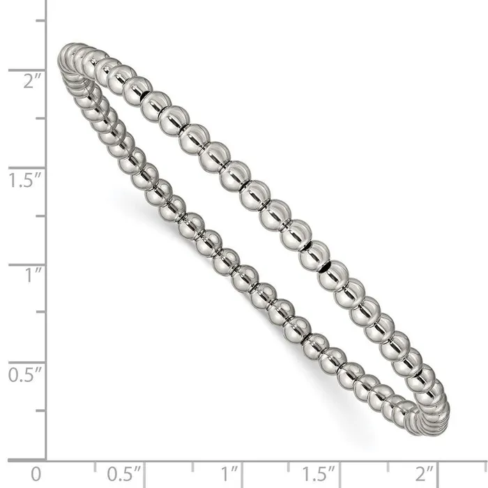 Bracelets Chisel Stainless Steel Polished Beaded Stretch Bracelet