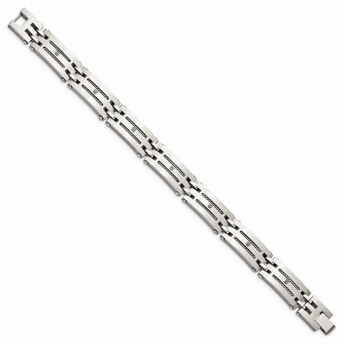 Bracelets Chisel Stainless Steel PolishedBrushed 110ct tw Diamond Bracelet