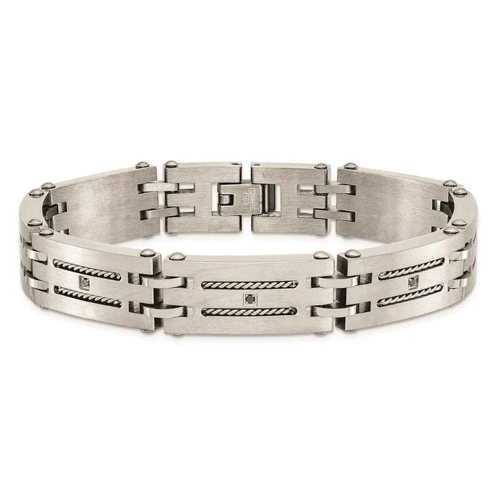 Bracelets Chisel Stainless Steel PolishedBrushed 110ct tw Diamond Bracelet