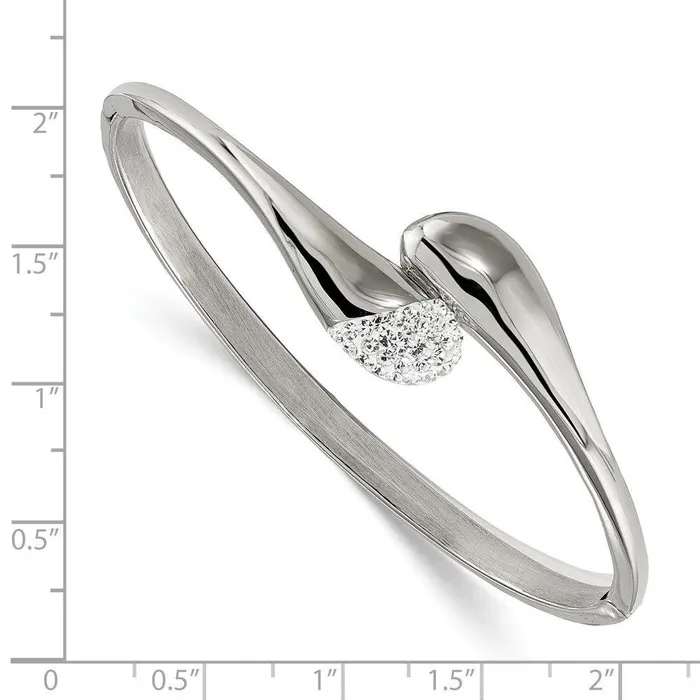 Bracelets Chisel Stainless Steel Polished Preciosa Crystal Hinged Bangle