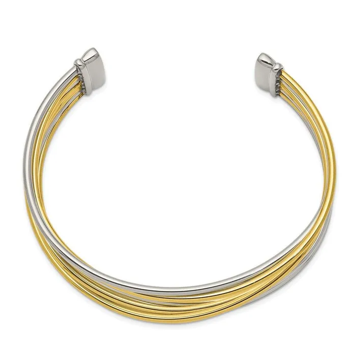 Bracelets Chisel Stainless Steel Polished Yellow IPplated Twisted Cuff Bangle
