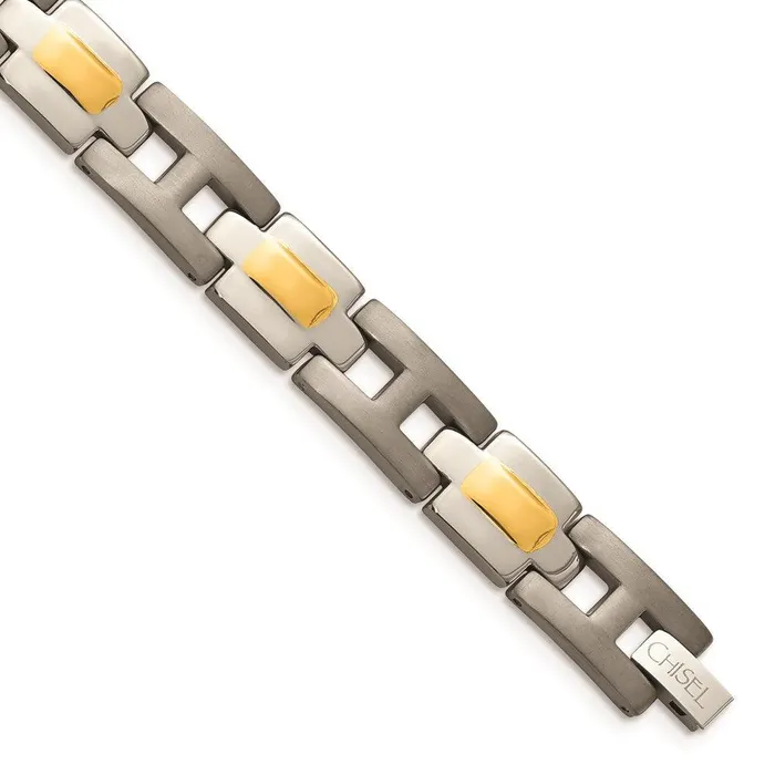 Bracelets Chisel Titanium Yellow IPPlated 9in Bracelet