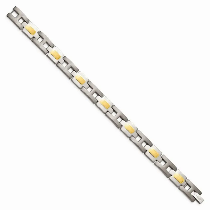 Bracelets Chisel Titanium Yellow IPPlated 9in Bracelet