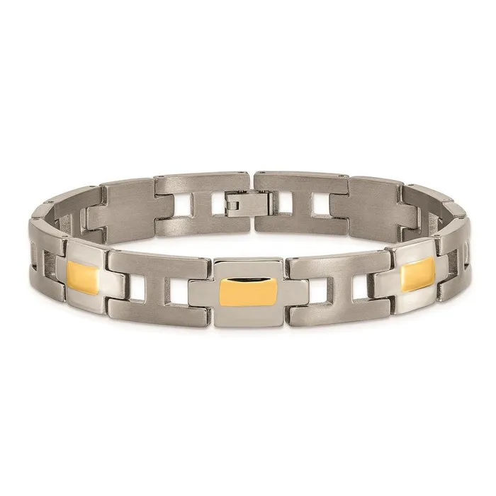 Bracelets Chisel Titanium Yellow IPPlated 9in Bracelet