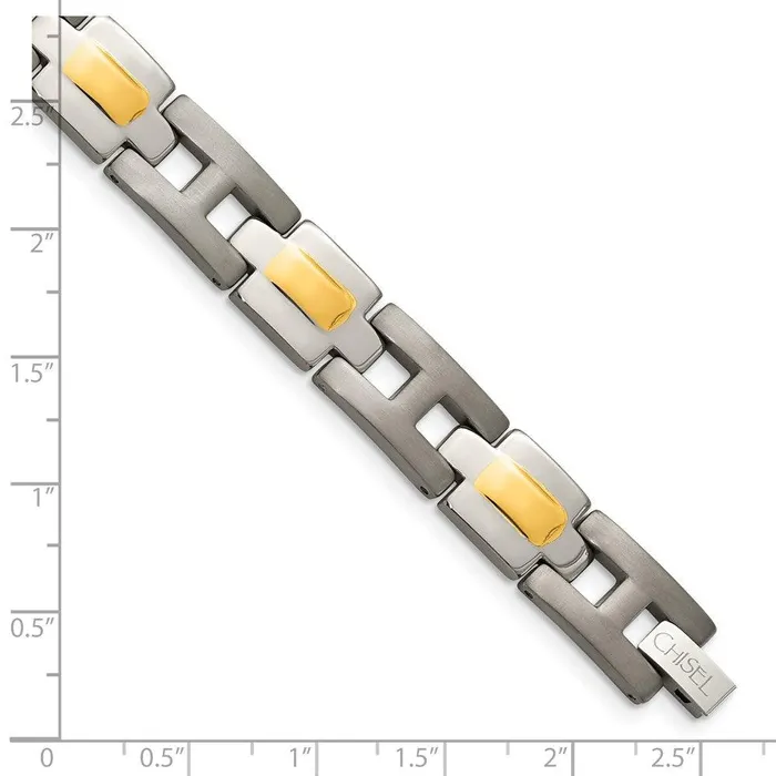 Bracelets Chisel Titanium Yellow IPPlated 9in Bracelet