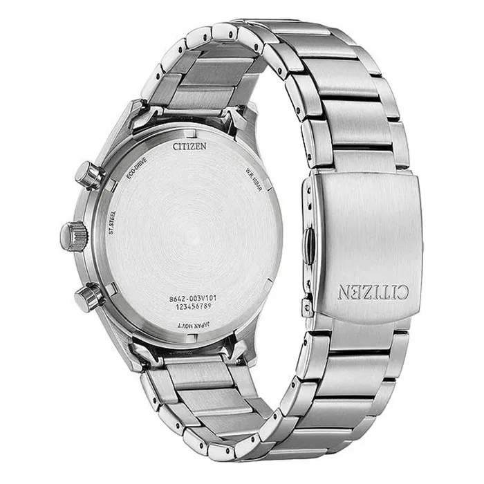 Bracelets Citizen Citizen Mens Chrono Watch EcoDrive Blue Dial Stainless Steel Bracelet CA702881L