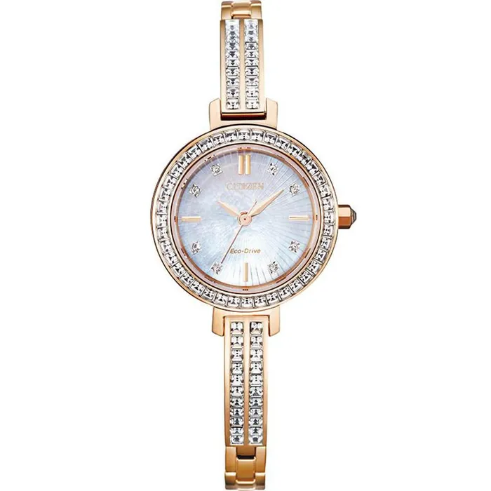 Bracelets Citizen Citizen Womens Eco Drive Watch Silhouette Crystal Rose Gold Bracelet EM086353D