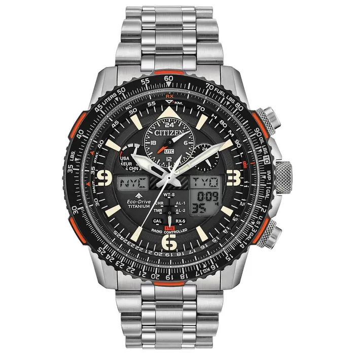 Bracelets Citizen Mens Eco Drive Watch Promaster Skyhawk AT Silver Tone Bracelet JY810853E Citizen