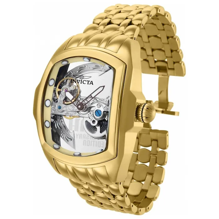 Bracelets Invicta Invicta Mens Automatic Watch Lupah Skeleton Dial Yellow Gold Bracelet 36421