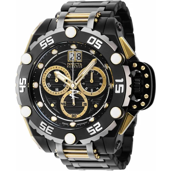 Bracelets Invicta Invicta Mens Chrono Watch Flying Fox Quartz Black and Gold Dial Bracelet 38739