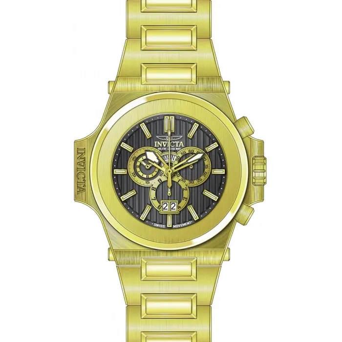 Bracelets Invicta Invicta Mens Chrono Watch Reserve Akula Gunmetal Dial Yellow Gold Bracelet 31677