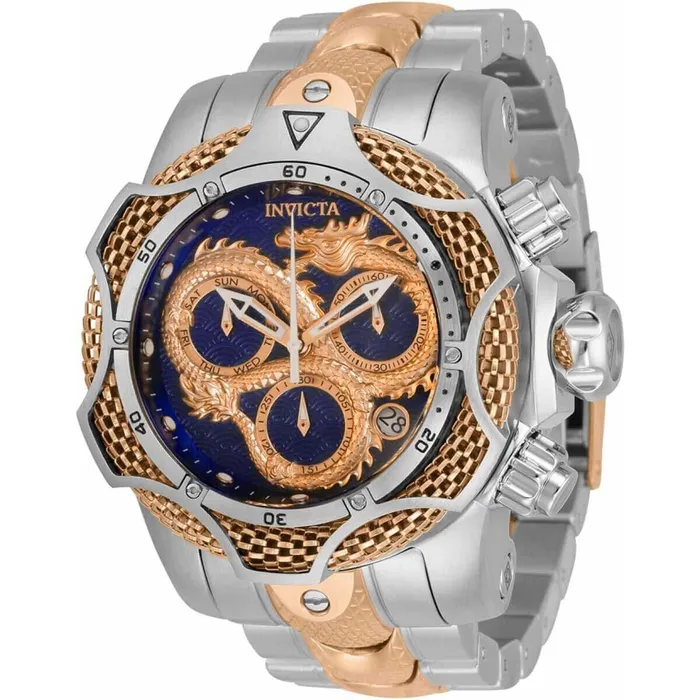 Bracelets Invicta Invicta Mens Chrono Watch Reserve Venom Blue and Rose Gold Dial Bracelet 31518
