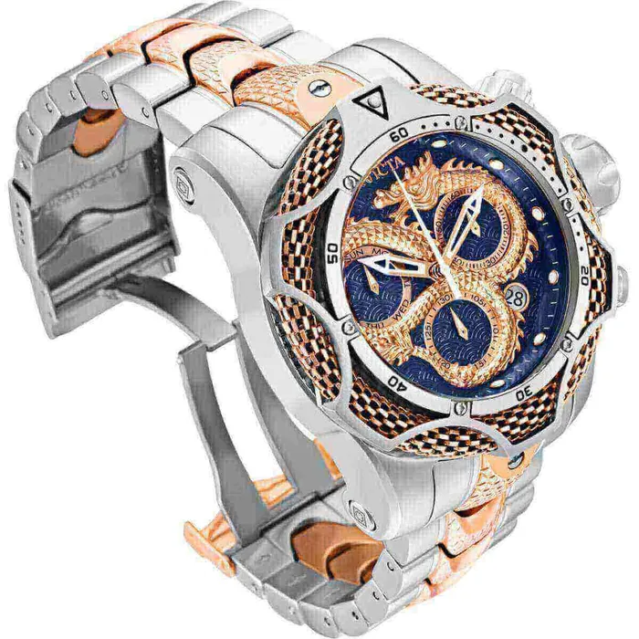 Bracelets Invicta Invicta Mens Chrono Watch Reserve Venom Blue and Rose Gold Dial Bracelet 31518