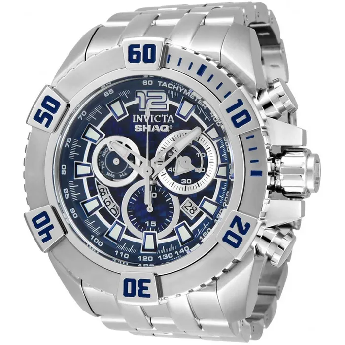 Bracelets Invicta Invicta Mens Chronograph Watch Shaq Blue and Silver Tone Dial Bracelet 33766