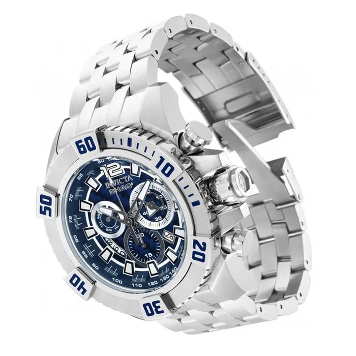 Bracelets Invicta Invicta Mens Chronograph Watch Shaq Blue and Silver Tone Dial Bracelet 33766