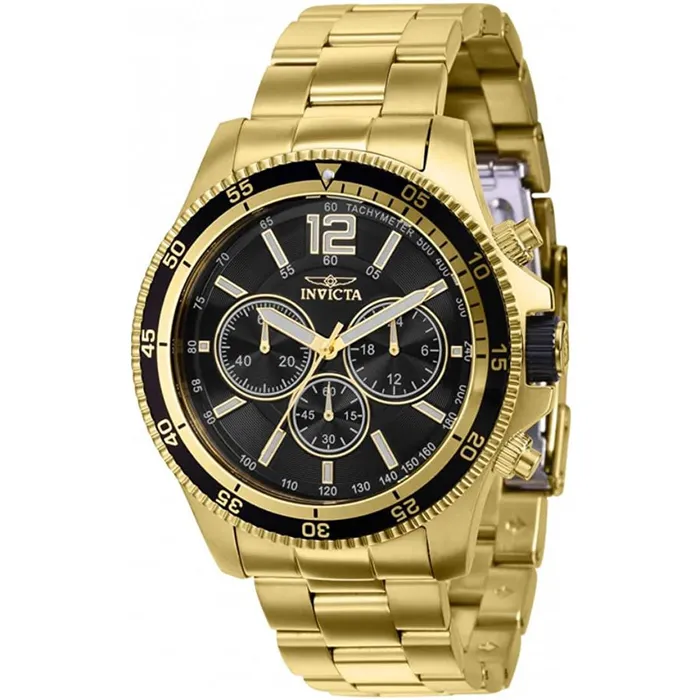 Bracelets Invicta Invicta Mens Chronograph Watch Specialty Quartz Black Dial Steel Bracelet 36556