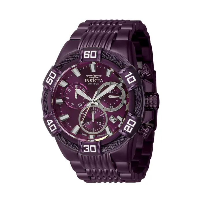 Bracelets Invicta Invicta Mens Quartz Watch Bolt Chronograph Purple Stainless Steel Bracelet 40908