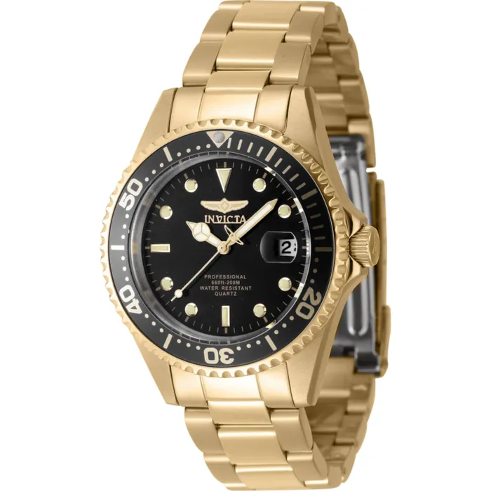 Bracelets Invicta Invicta Mens Quartz Watch Pro Diver Black Dial Yellow Gold Bracelet 8936OB
