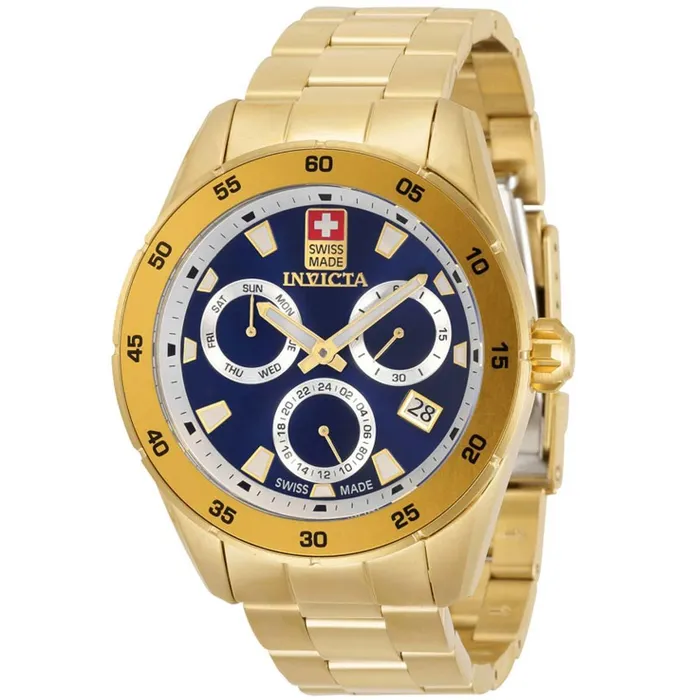 Bracelets Invicta Invicta Mens Quartz Watch Pro Diver DayDate Blue Dial Yellow Gold Bracelet 33478