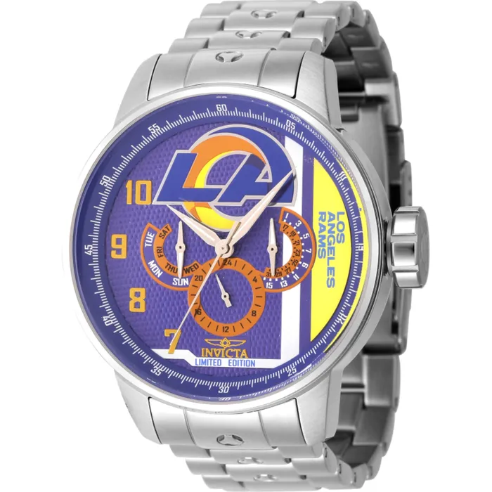 Bracelets Invicta Invicta Mens Watch NFL Los Angeles Rams Quartz Stainless Steel Bracelet 45130