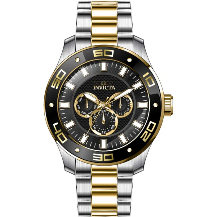Bracelets Invicta Invicta Mens Watch Pro Diver Scuba Black Dial Two Tone Steel Bracelet 45759