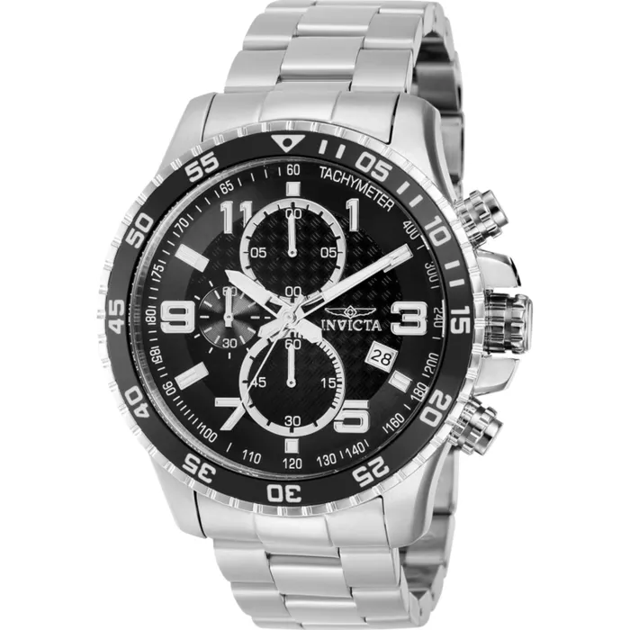 Bracelets Invicta Invicta Mens Watch Specialty Chronograph Black Dial Silver Steel Bracelet 37146