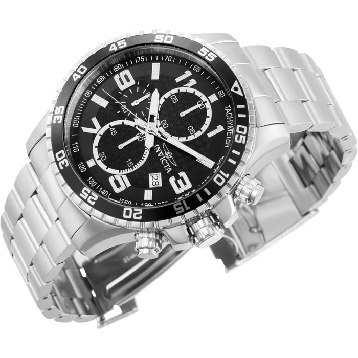 Bracelets Invicta Invicta Mens Watch Specialty Chronograph Black Dial Silver Steel Bracelet 37146