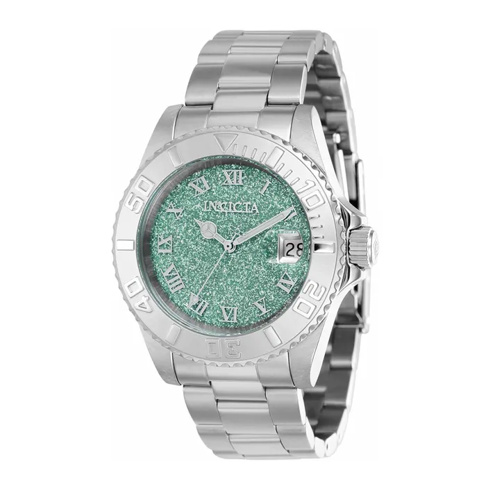 Bracelets Invicta Invicta Womens Quartz Watch Angel Green Glitter Dial Silver Tone Bracelet 40159