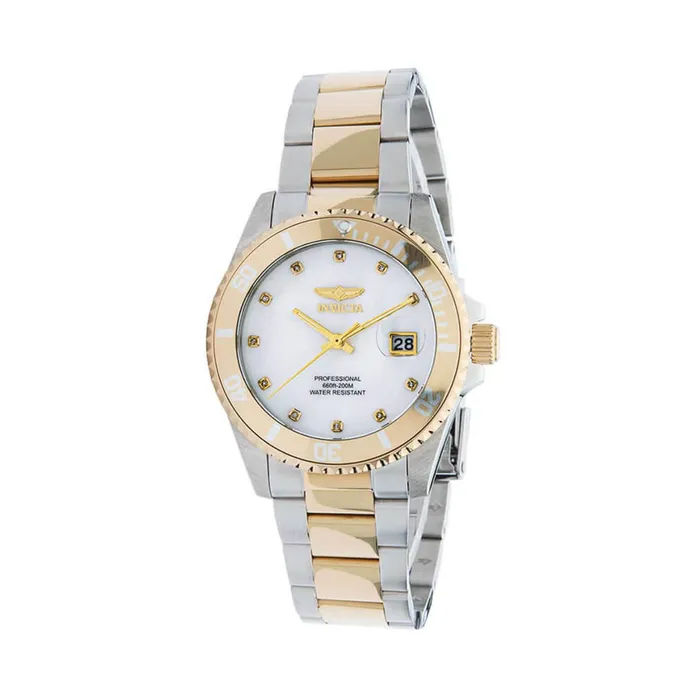 Bracelets Invicta Invicta Womens Quartz Watch Angel MOP Dial Two Tone Bracelet Diamond 30943