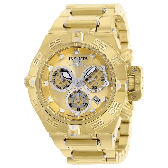 Bracelets Invicta Mens Chronograph Watch Subaqua Noma IV Gold Tone Dial Bracelet 37589 Invicta