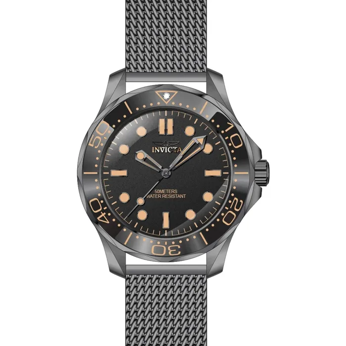 Bracelets Invicta Mens Quartz Watch Pro Diver Black Dial Gunmetal Mesh Bracelet 45979 Invicta