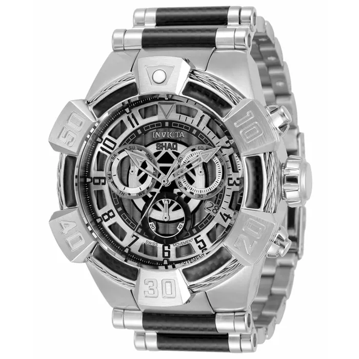 Bracelets Invicta Mens Quartz Watch Shaq Chronograph Silver Tone Steel Bracelet 33676 Invicta