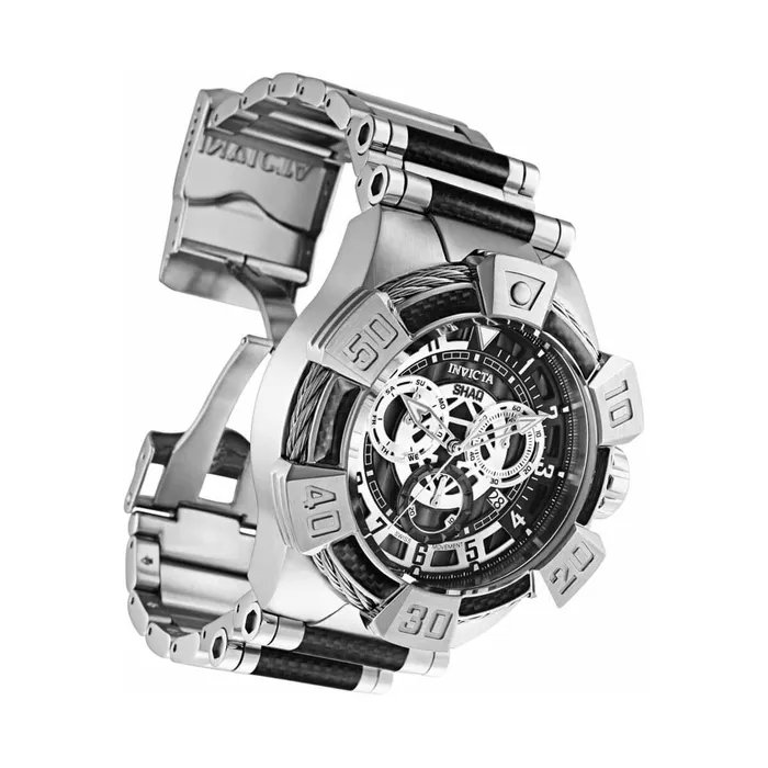 Bracelets Invicta Mens Quartz Watch Shaq Chronograph Silver Tone Steel Bracelet 33676 Invicta