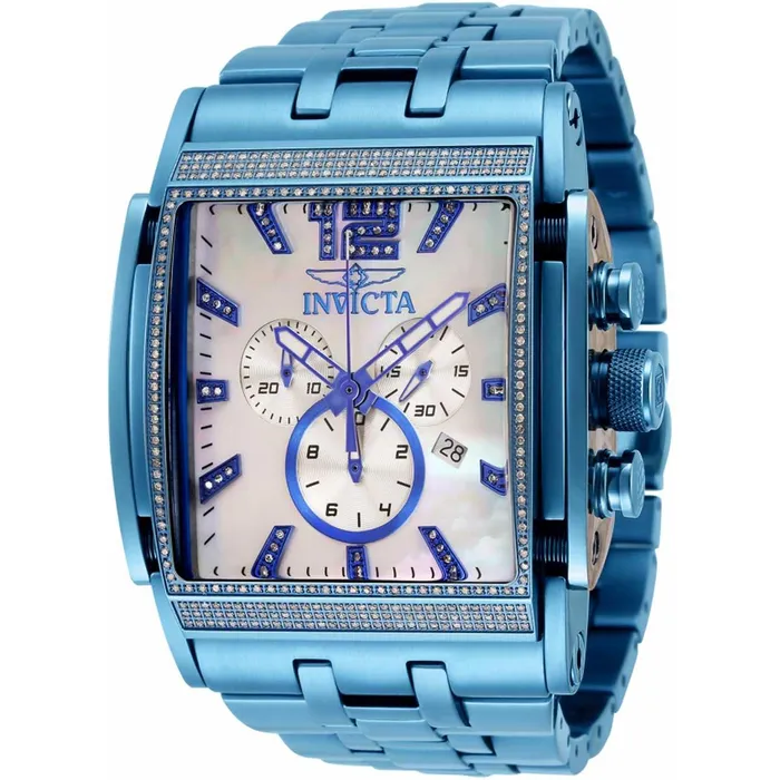 Bracelets Invicta Mens Quartz Watch Speedway MOP Dial Light Blue Bracelet Diamond 34392 Invicta