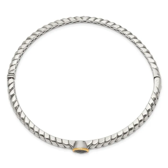 Bracelets Jewelry Sterling Silver w14k Antiqued 6mm Onyx Bangle Bracelet