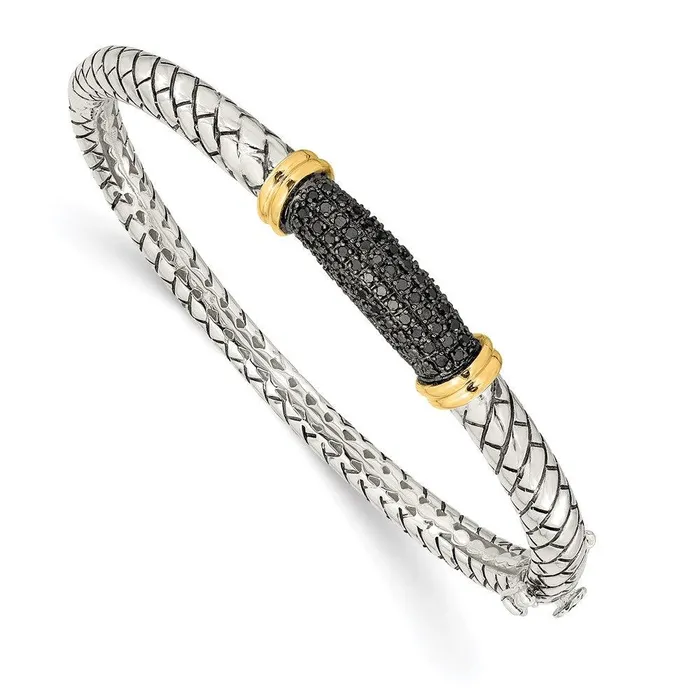 Bracelets Jewelry Sterling Silver w14k Black Diamond Bangle Bracelet
