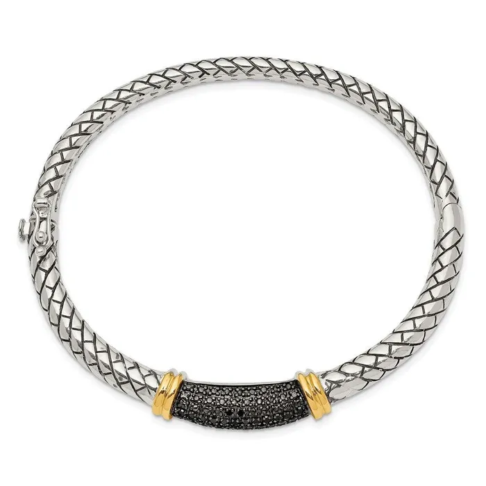 Bracelets Jewelry Sterling Silver w14k Black Diamond Bangle Bracelet