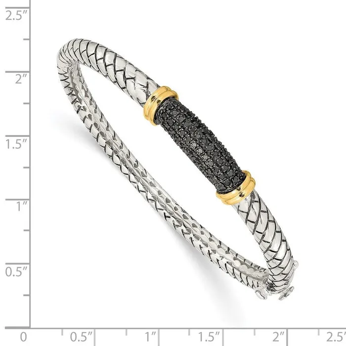 Bracelets Jewelry Sterling Silver w14k Black Diamond Bangle Bracelet