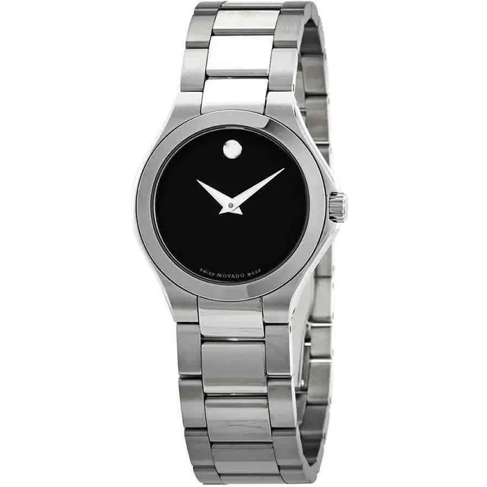 Bracelets Movado Movado Womens Quartz Watch Defio Black Dial Stainless Steel Bracelet 0607309