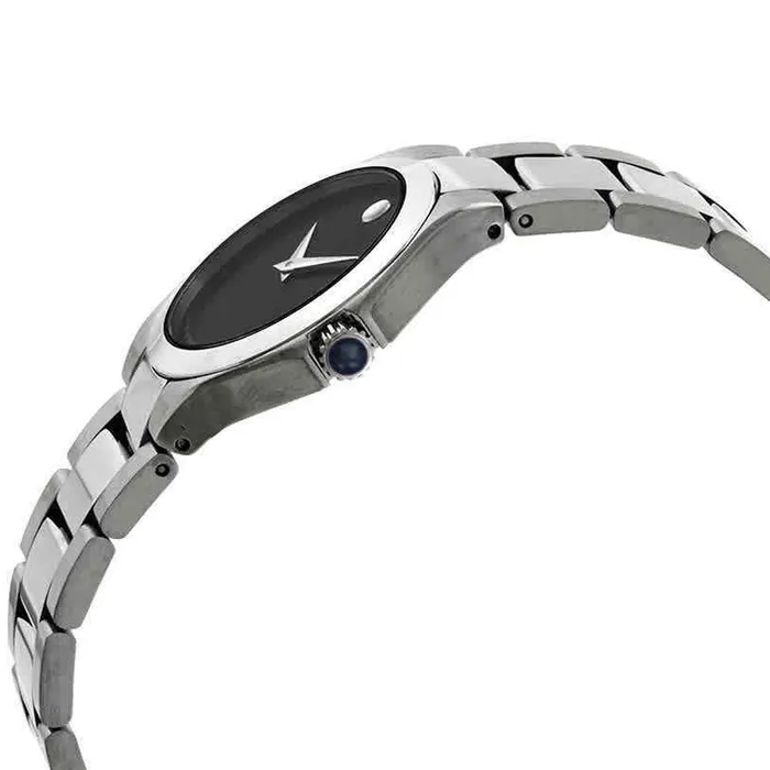 Bracelets Movado Movado Womens Quartz Watch Defio Black Dial Stainless Steel Bracelet 0607309