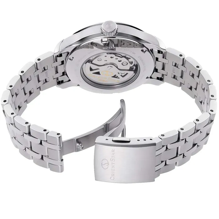 Bracelets ORIENT Orient Mens Automatic Watch Blue Open Heart Dial Steel Bracelet REAV0B03B00B