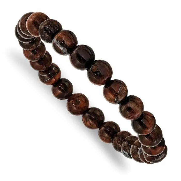 Bracelets Red Tigers Eye Agate Beaded Stretch Bracelet Chisel